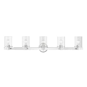 Alexander 42 in. 5-Light Polished Chrome Vanity Light with Clear Glass