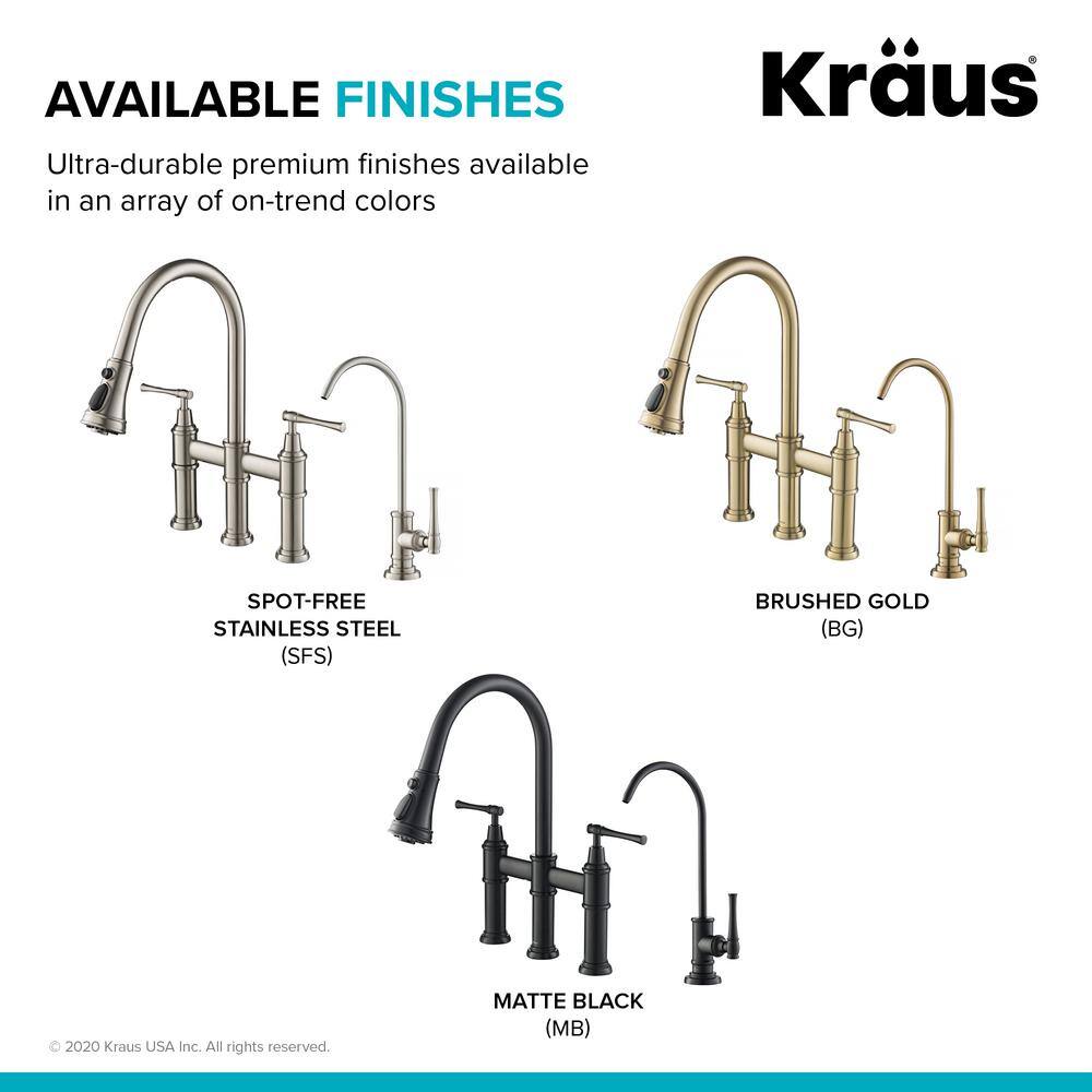 Stainless Steel Bridge Kitchen Faucet with Pull-out Spray and Filter