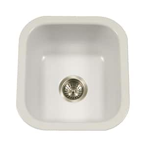 Houzer Porcela 17 in. White Porcelain Enamel Steel Undermount Single Bowl Bar Sink - PCB-1750 WH