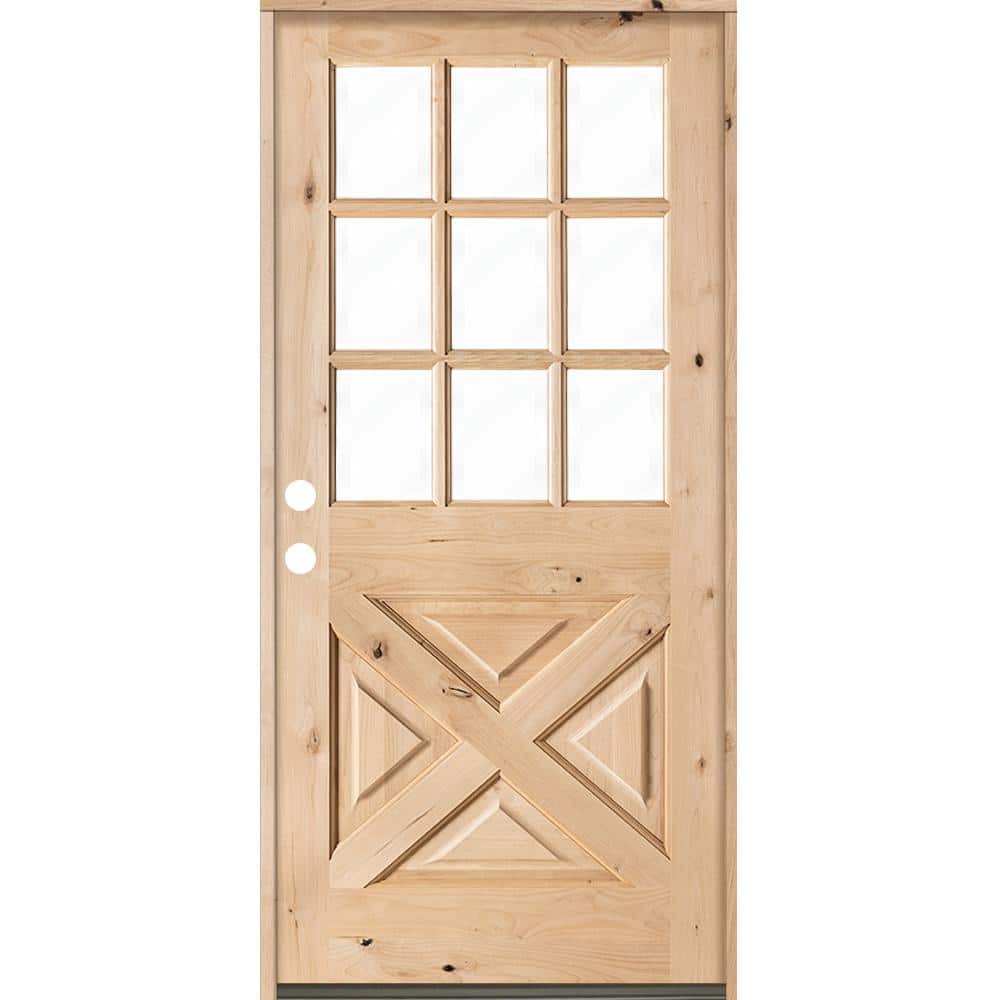 32 in. x 80 in. Knotty Alder Right-Hand/Inswing X-Panel 1/2 Lite Clear Glass Unfinished Wood Prehung Front Door price history on PriceWatchPro