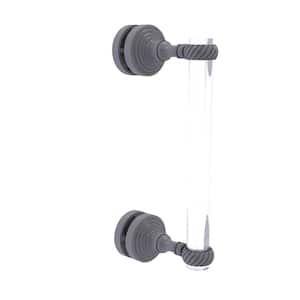 Pacific Grove 8 in. Single Side Shower Door Pull with Twisted Accents in Matte Gray
