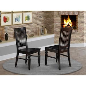 Black Wooden Seat Slat Back Dining Chair (Set of 2)