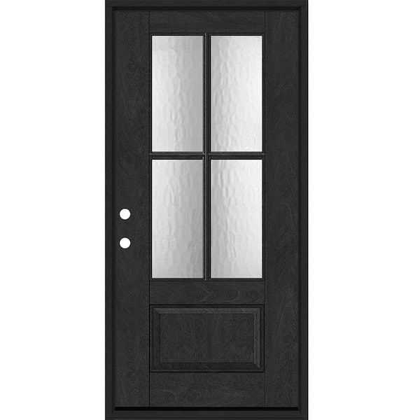 Steves & Sons Regency 36 in. x 80 in. 3/4 Lite 4 SDL Oasis Decorative Glass RHIS Prefinished Onyx Fiberglass Prehung Front Door