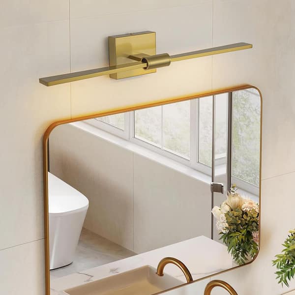 Aurelia 24.4 in. 1-Light Rotatable Brass LED Linear Bathroom Vanity Light with 3-Color Dimmable