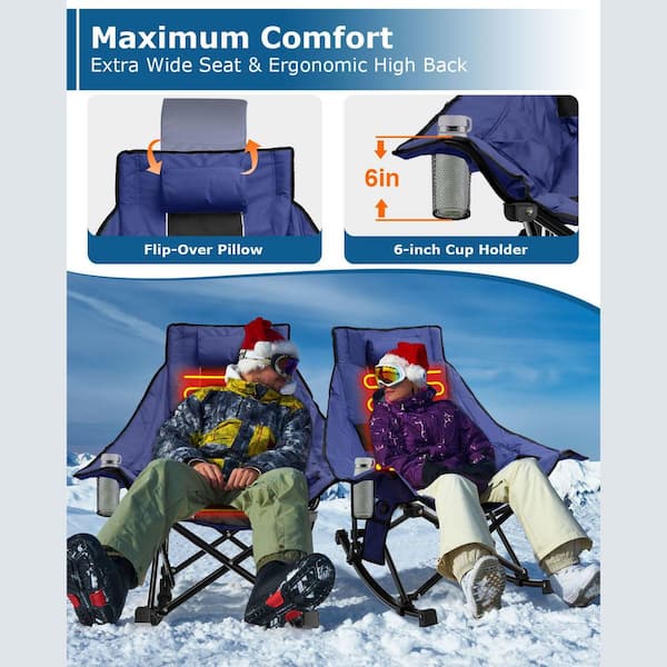 Oversized Heated Camping Chair-XL Rocking Chair with 3 Heat Levels, Portable for Outdoor (No Battery Included)