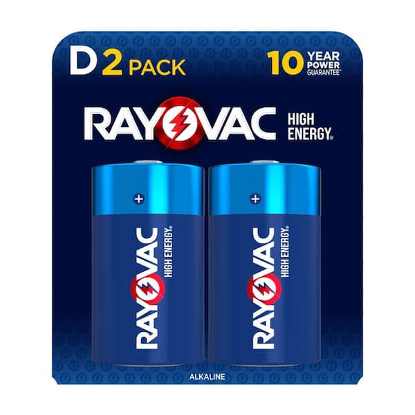 High Energy D Batteries (2 Pack), Alkaline D Cell Batteries for Household Use