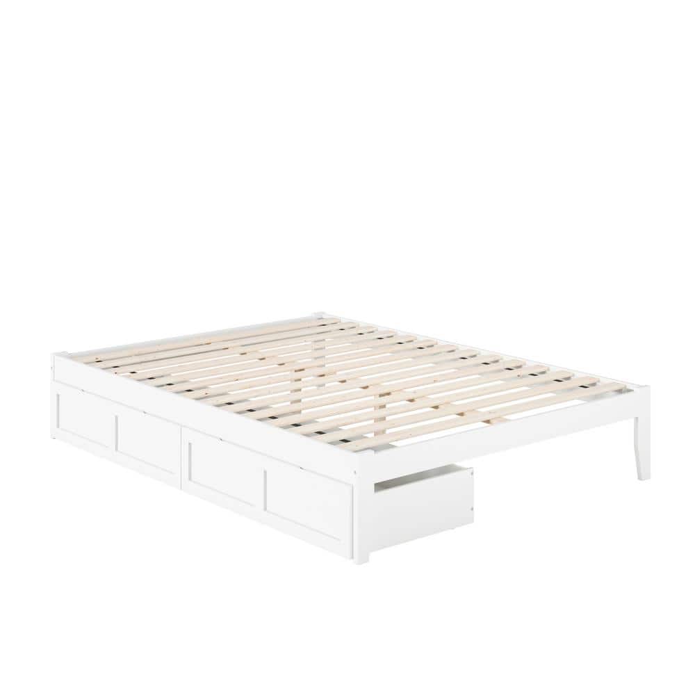 Colorado Queen Platform Bed with USB Charging and Dual Storage Drawers in White