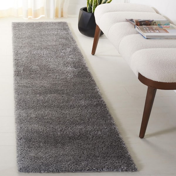 Penelope Shag 2 ft. x 8 ft. Gray Modern Solid Runner Rug