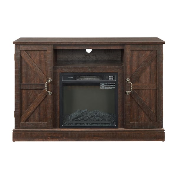 HOMEIBRO Farmhouse Classic 47 in. Freestanding Electric Fireplace TV Stand in Espresso