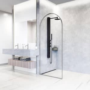 Arden 34 in. W x 78 in. H Framed Fixed Shower Screen Door in Stainless Steel with 3/8 in. (10mm) Clear Glass