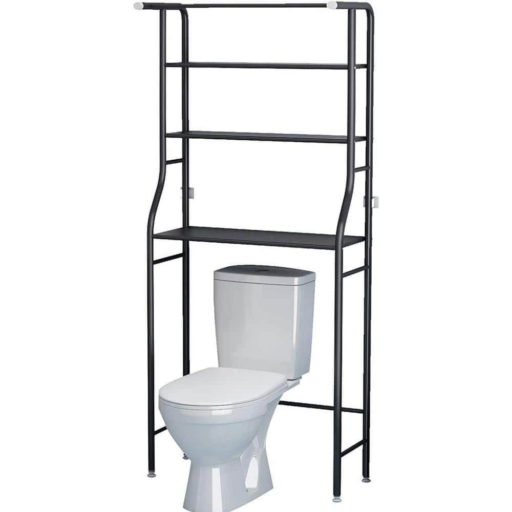 Dyiom 26.7 in. W 64.1 in. H x 9.8 in. D 3 Alloy, Rectangular, Shelves  Bathroom, with Hanging Rod, Bathroom Rack, in White B08L3CJK4H - The Home  Depot