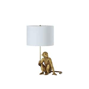 25.5 in. Gold Standard Light Bulb Bedside Table Lamp with White Linen Shade