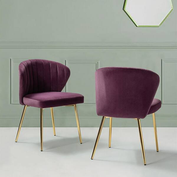 purple and gold dining chairs