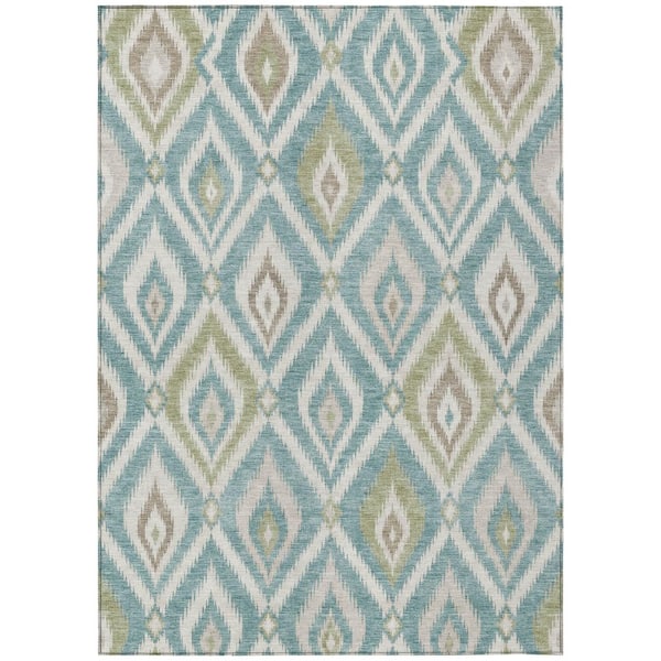 Chantille Machine Washable Indoor/Outdoor Abstract ACN3072 Teal 5 ft. x 7 ft. 6 in. Area Rug