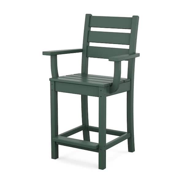 POLYWOOD Grant Park Counter Arm Chair in Green