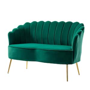 Yeran Velvet 50.2 in. Green 2-Seats Loveseat with Flower Shaped Back Design