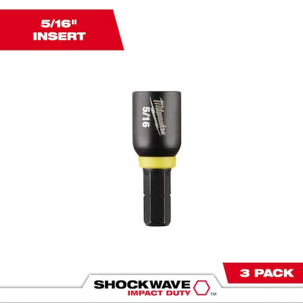 Milwaukee SHOCKWAVE Impact Duty 5/16 in. Alloy Steel Magnetic Insert Nut Driver (3-Pack)