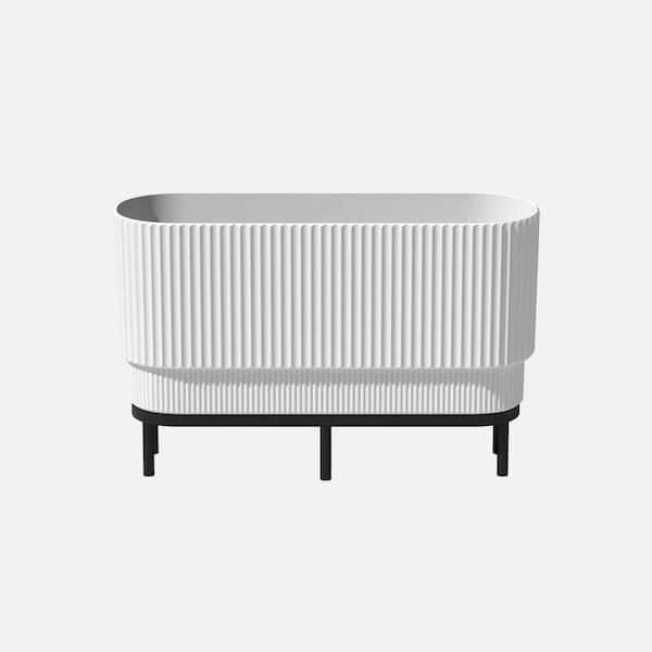 Veradek Demi 30 in. L x 10 in. W x 18.25 in. H in. Rectangular Raised with Stand Plastic Planter, White/Black