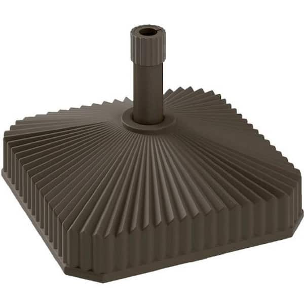 HDPE Plastic Patio Umbrella Base in Brown, Easy Assembly Square Outdoor ...