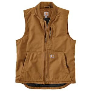 Men's XX-Large Brown Cotton Loose Fit Washed Duck Insulated Rib Collar Vest