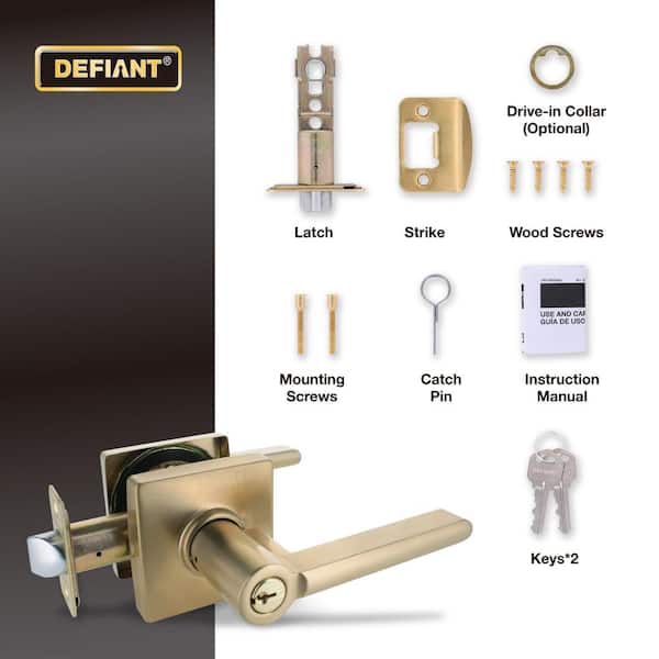 Defiant Tonebridge Brushed Gold Keyed Entry Door Handle with