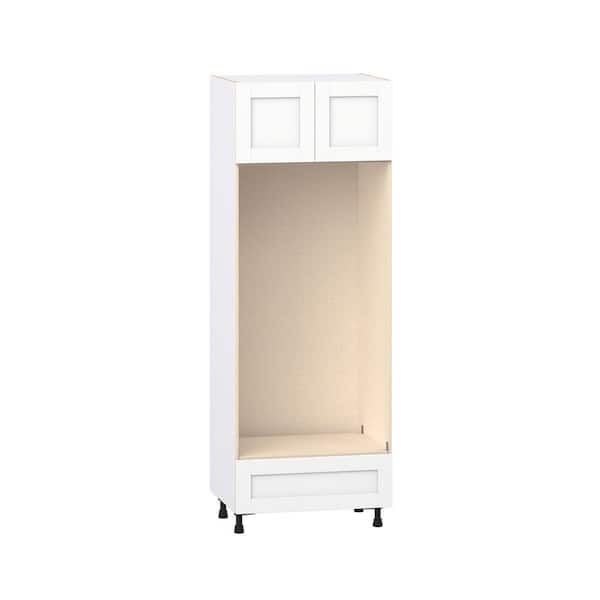 Milton 30 in. W x 24 in. D x 84.5 in. H Assembled Shaker Double Oven Kitchen Cabinet in Bright White with Drawer