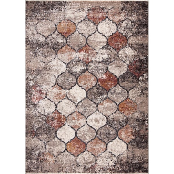 StyleWell Alino Rust 5 ft. x 7 ft. Quatrefoil Area Rug