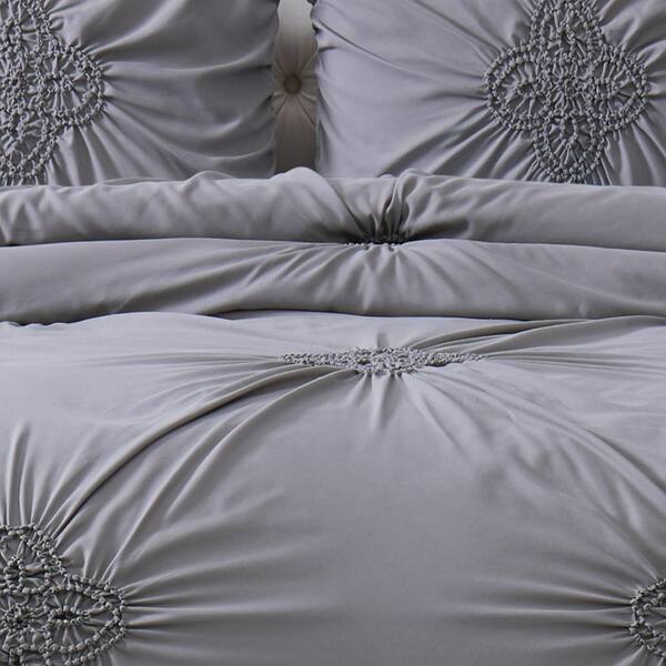 Christian Siriano Georgia Rouched 2-Piece Grey Twin XL Comforter