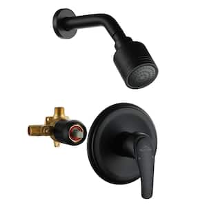 1-Spray Patterns with 4.1 GPM 2.52 in. Wall Mount Rain Fixed Shower Head with Single Lever Handle in Matte Black