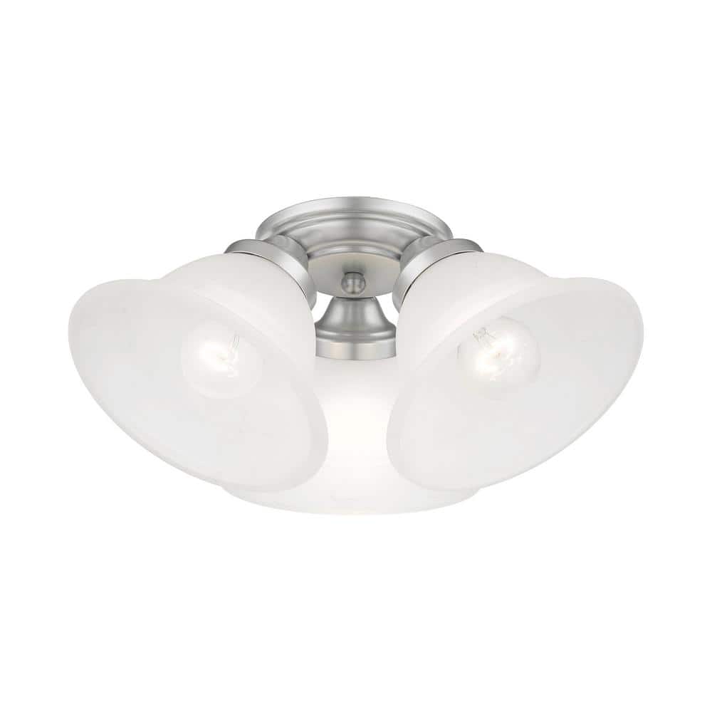 Wynnewood Satin Nickel 16" LED Flush Mount with Gray Marble Glass