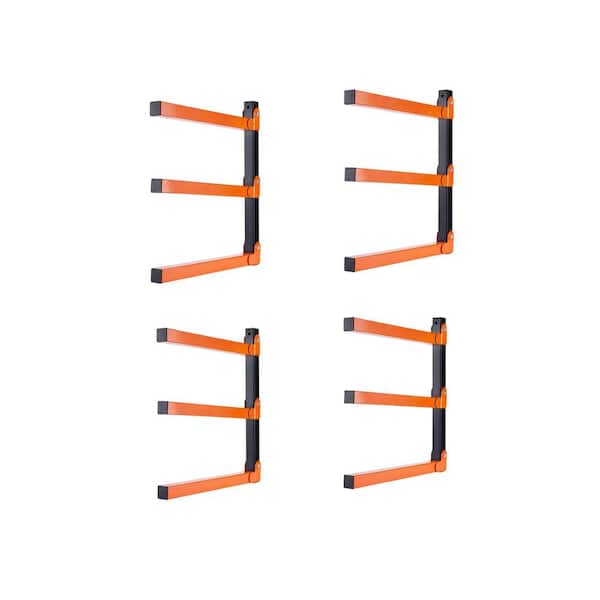 Wall Mount Wood Organizer 1.18 in. Black Metal Heavy-duty Support Space Saving Wall Rack with Mounting Hardware 4-Pack