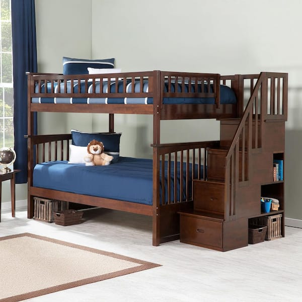 AFI Columbia Staircase Bunk Bed Full over Full in Walnut