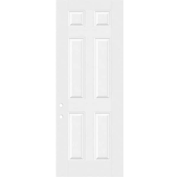 Regency 36 in. x 96 in. Right-Handed 6 Panel Unfinished White Mahogany Fiberglass Front Door Slab