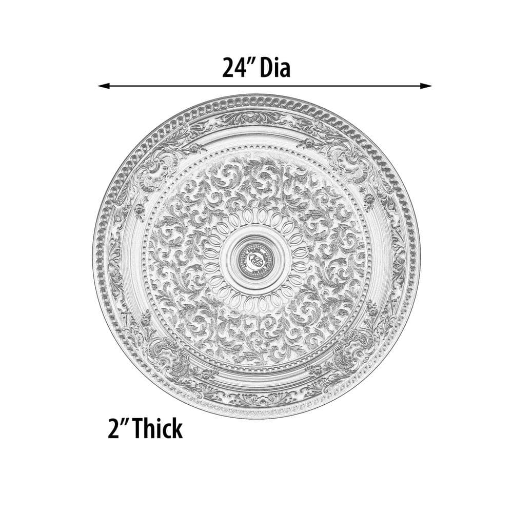 Golden Floral Polystyrene Ceiling Medallion, 24 Inches