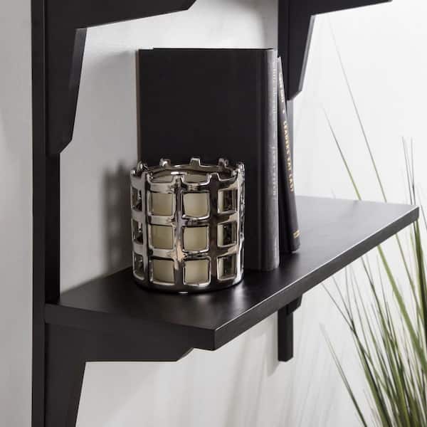 Kate and Laurel Meridien 8.00 in. x 24.00 in. Black Wood Floating Decorative  Wall Shelf 219866 The Home Depot