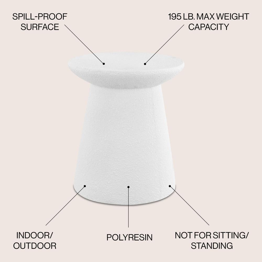 Hollie 18" White Frosted Minimalist Drum Accent Table