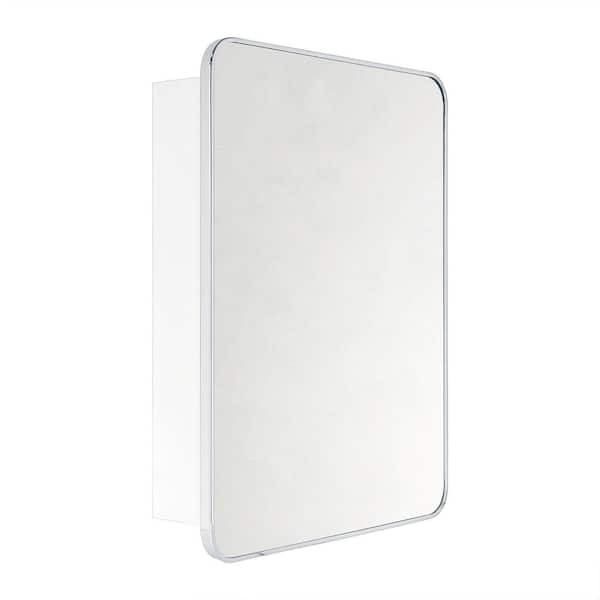 Garnes 24 in. W x 30 in. H Rectangular Recessed or Surface Mount Metal Framed Medicine Cabinet with Mirror in chrome
