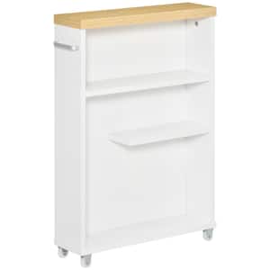 White 26.5 in. H Storage Cabinet with Castor Wheels Storage Organizer and Wood Shelves