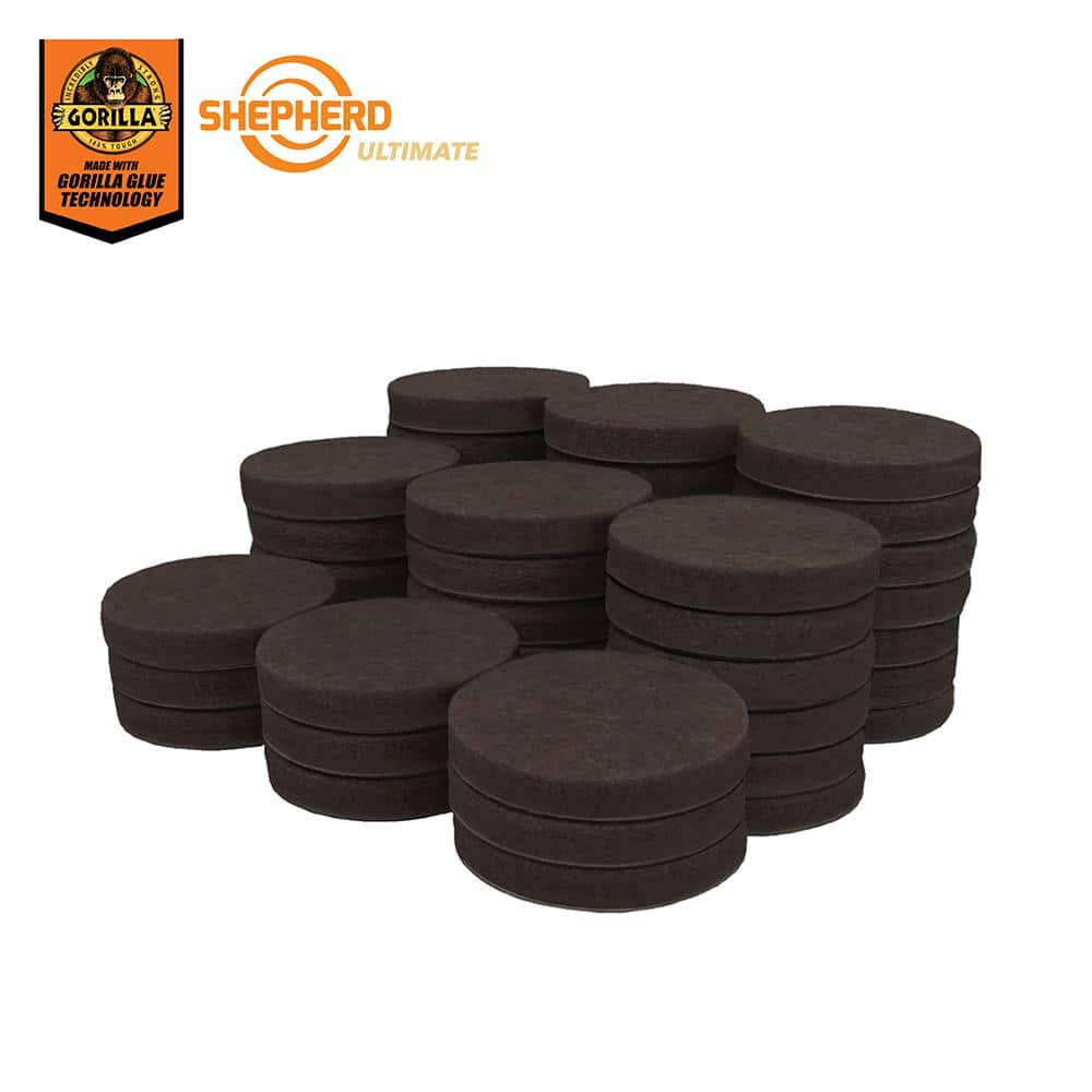 Shepherd Ultimate 1 in. Brown Round Self-Adhesive Furniture Felt Pads ...