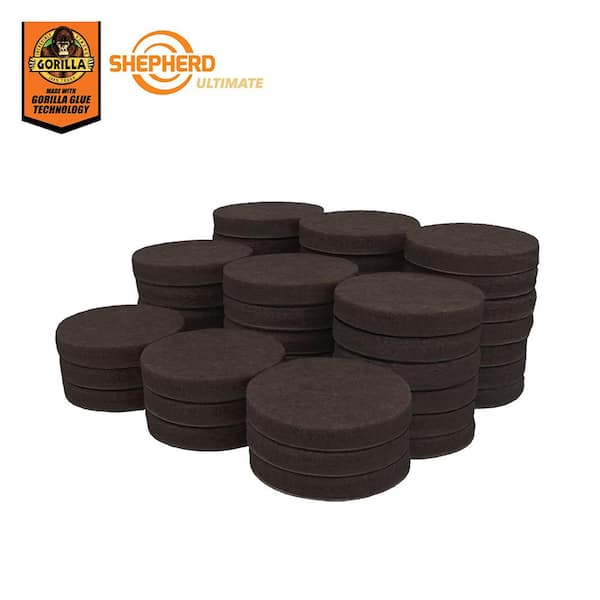 Shepherd Ultimate 1 in. Brown Round Self-Adhesive Furniture Felt Pads with Gorilla Glue Technology (48-Pack)