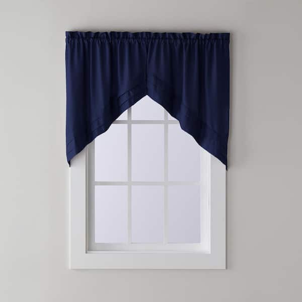Saturday Knight Holden 30 in. L Polyester Swag Valance in Navy (2-Pack)