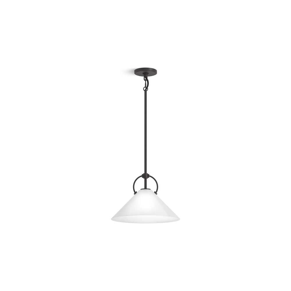 Kernen Matte Black 14" Glass LED Pendant Light