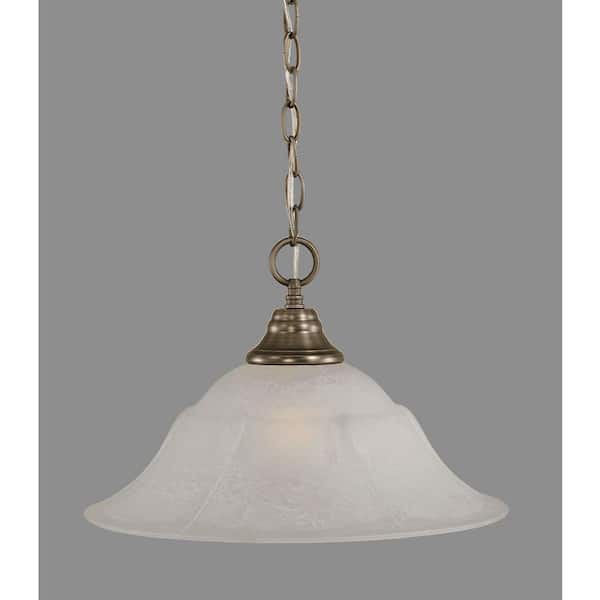 Unbranded Kingston 100-Watt 1-Light Brushed Nickel Bowl Mini Pendant Light with Glass Shade