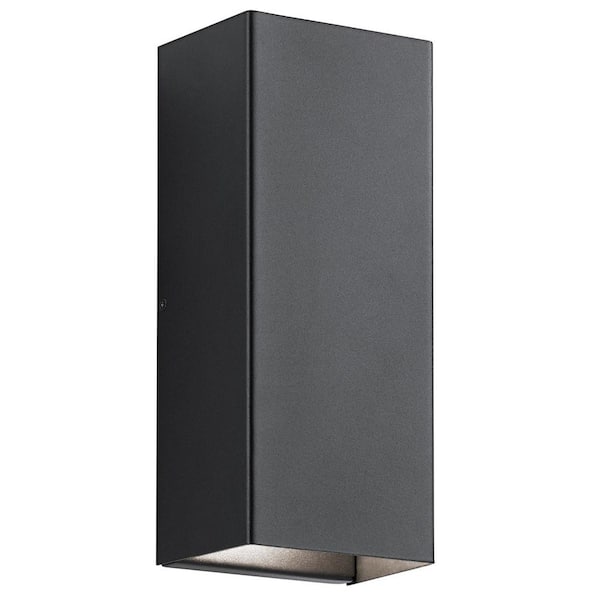 KICHLER Walden 12 in. 1-Light Textured Black Outdoor Hardwired Wall Lantern Sconce with Integrated LED (1-Pack)