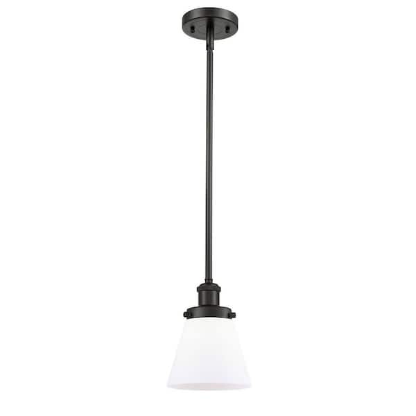 Innovations Cone 1-Light Oil Rubbed Bronze Cone Pendant Light with Matte White Glass Shade