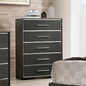 Magda Warm Gray 5-Drawer 34 in. Chest of Drawers