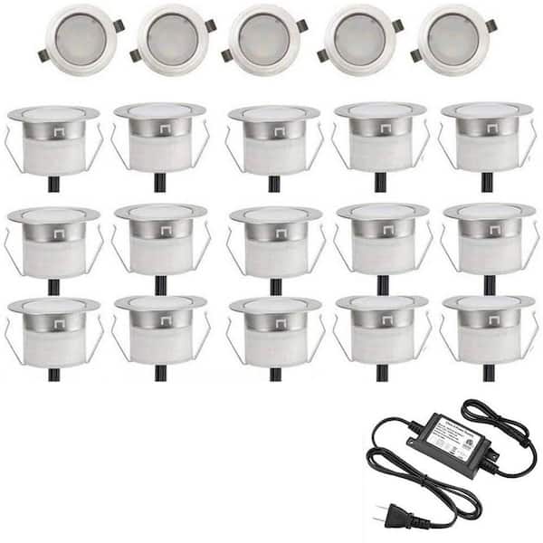 20-Pack 1.22 in. Low Voltage Warm White LED Deck Lights IP67 Waterproof Recessed Landscape Light for Garden Patio Stair