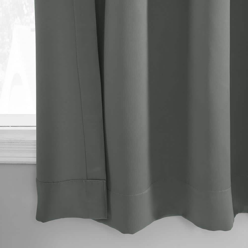 Neutral Grey Grommet Blackout Polyester Puddle Length Curtain