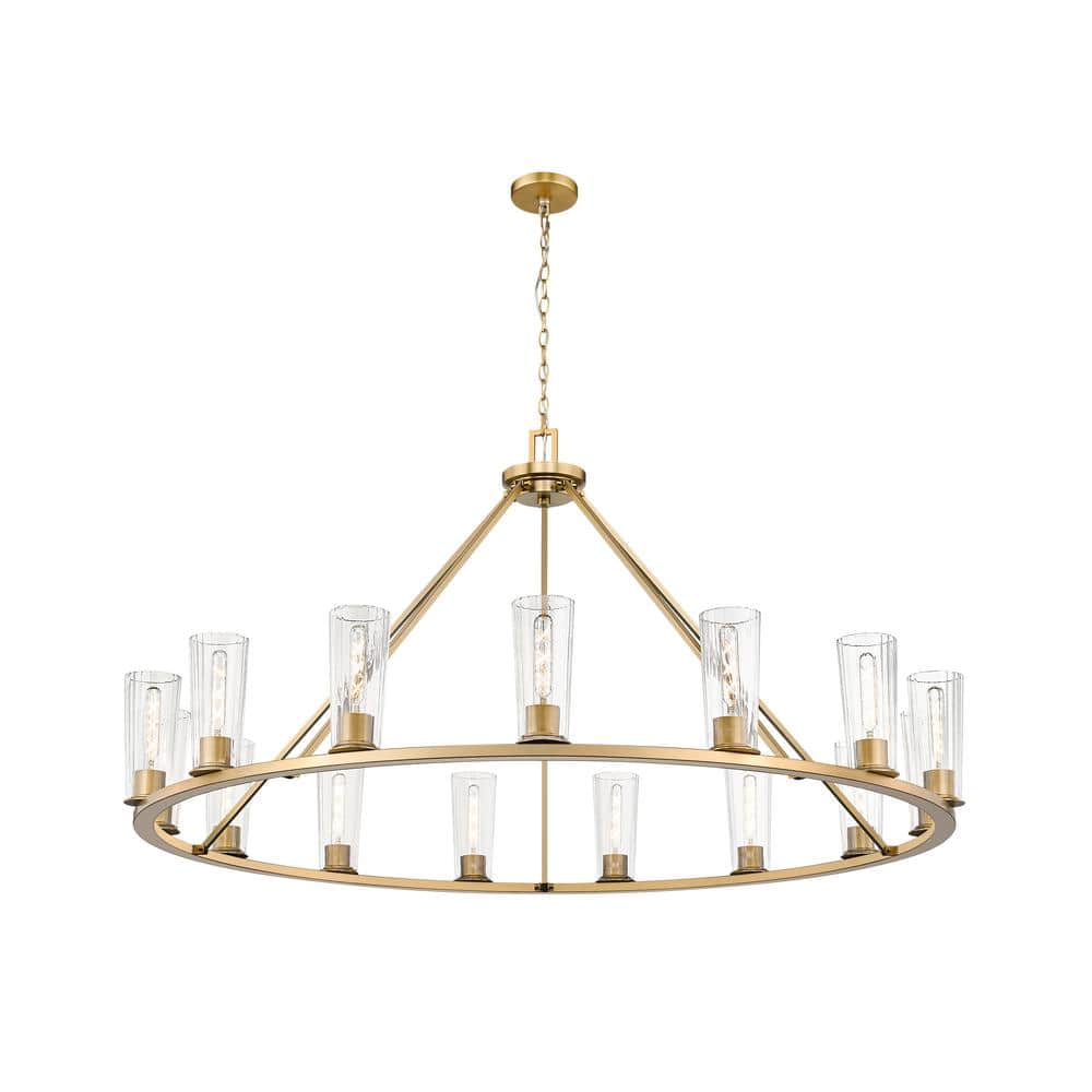 Modern Gold 15-Light Chandelier with Clear Glass Shades