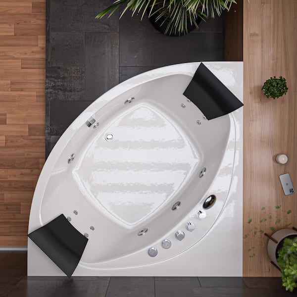 EAGO 59 in. Acrylic Offset Drain Corner Apron Front Whirlpool